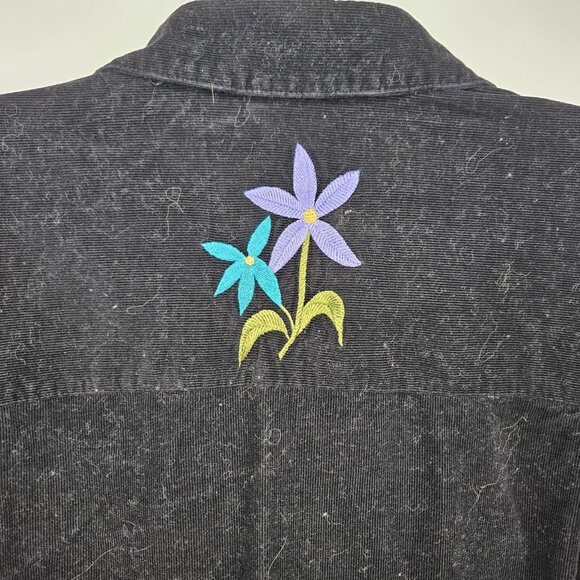 Vintage Quacker Corduroy Shirt Womens 2XL Floral Embroider Button Long Sleeve - Picture 7 of 10
